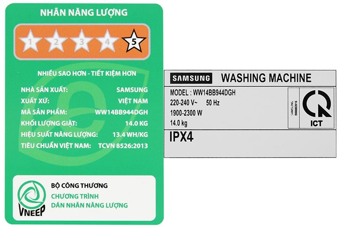 Máy Giặt Samsung Bespoke AI Inverter 14 Kg WW14BB944DGHSV